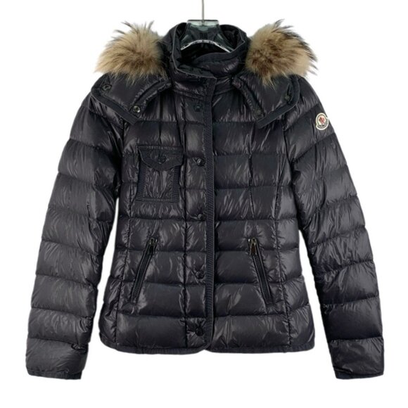 Moncler Armoise Series Black logo patch hooded down jacket - Picture 1 of 9